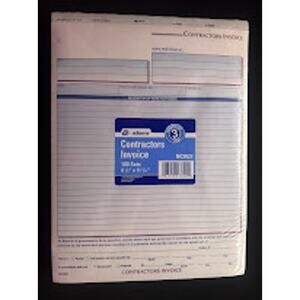 Adams Contractors Invoice 100 sets 8 1/2" by 11 7/16" Carbonless 3 part NC3822